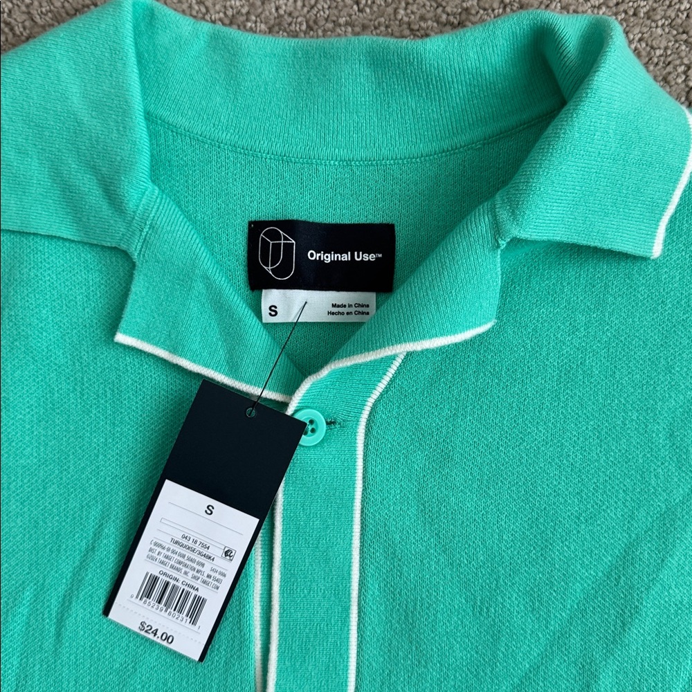 NWT Original Use Men's Short Sleeve Knit Button-Down‎ Shirt - Size: Small - Picture 3 of 5